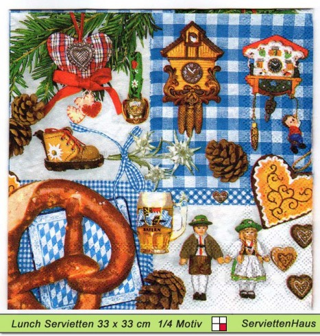 Deutschland - Bayern - Alpen blau -1 Lunch Serviette